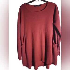 NY&C Rust Red Long Sleeve Sweater XL Big Pockets Buttons On Sleeve Lagonlook